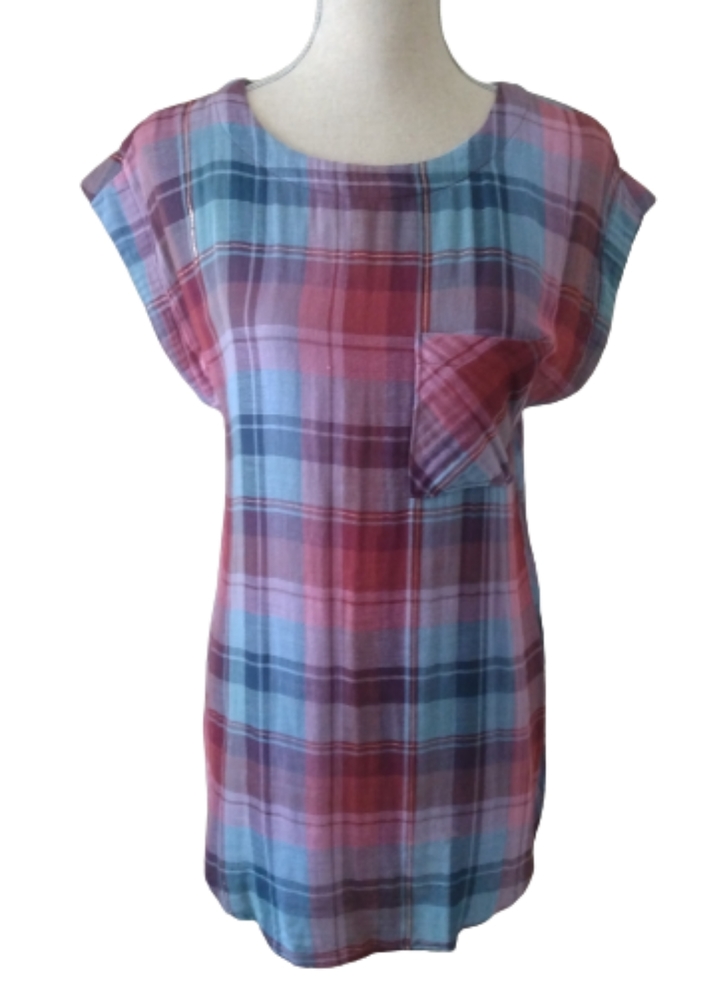 Akemi + Kin/Anthropologie Long Plaid Top - Picture 1 of 5
